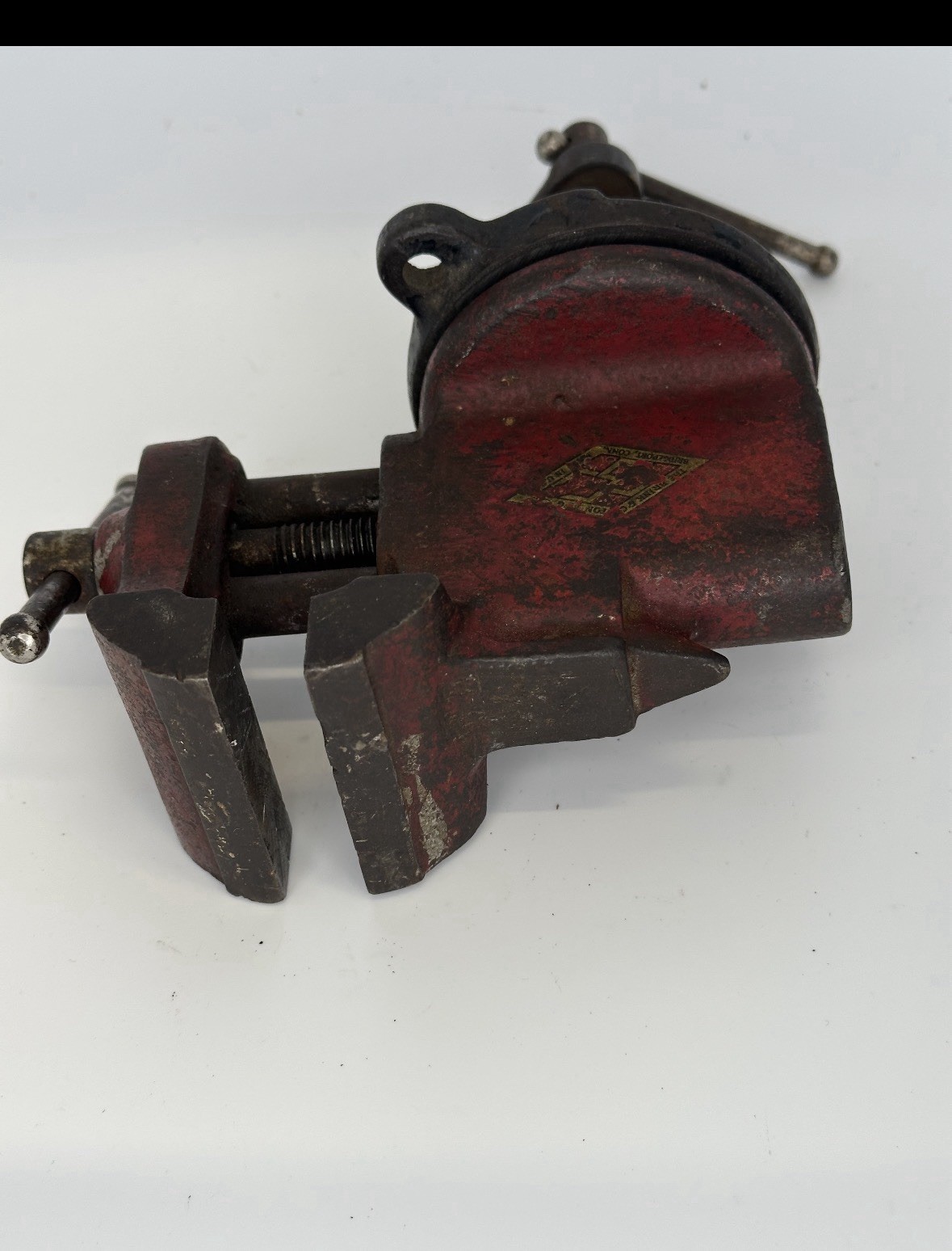 Antique/Vintage￼Brick And Cotton Mini Cast Iron Vise 6” W By 3.5” H