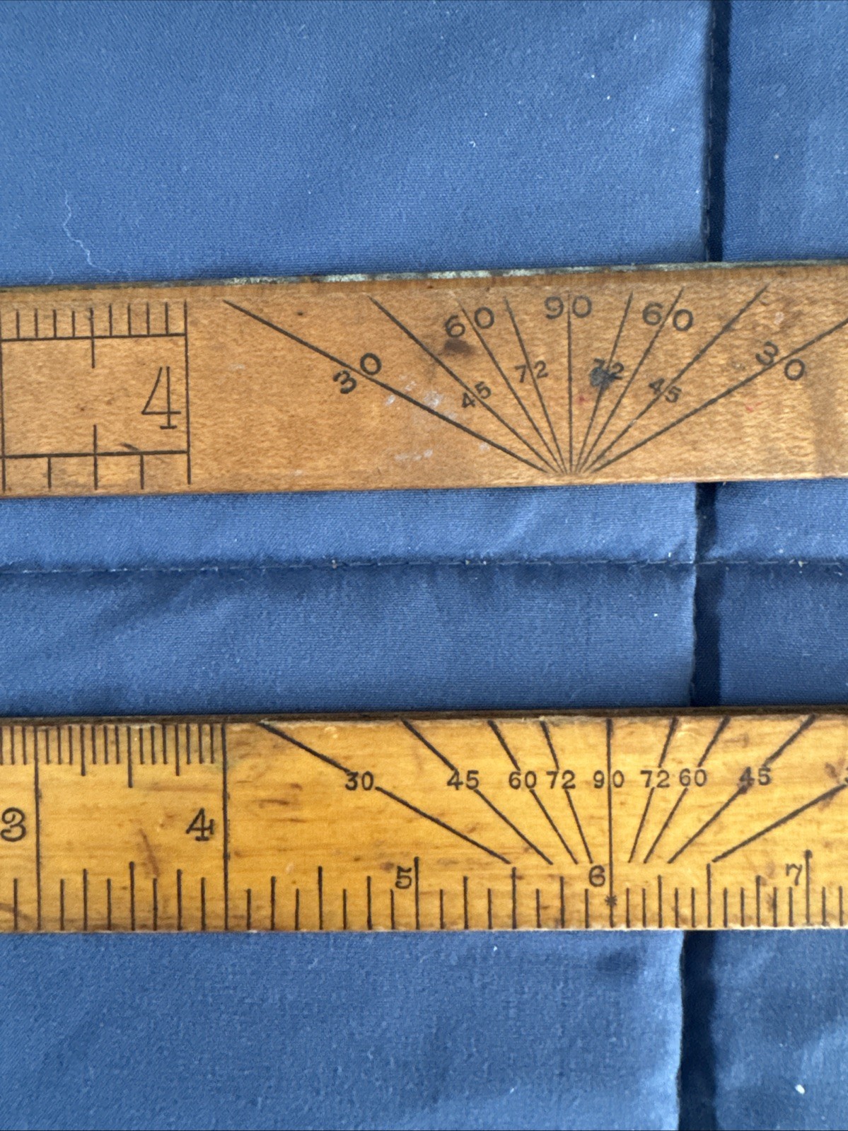 (2) The Eyesaver Vintage 12″ Wood Rulers Double Sided With Angles