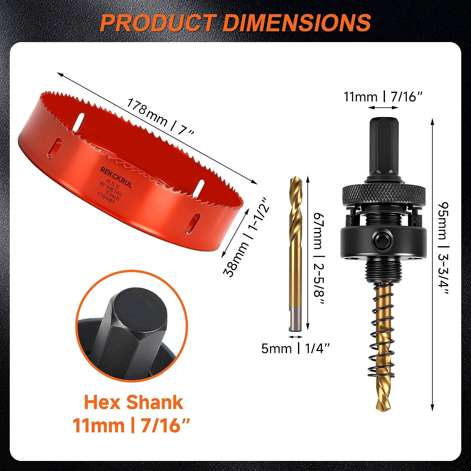 (178Mm | 7 Inch) HSS M42 with 8% Cobalt Bi-Metal Hole Saw – for Wood, Metal, Pla