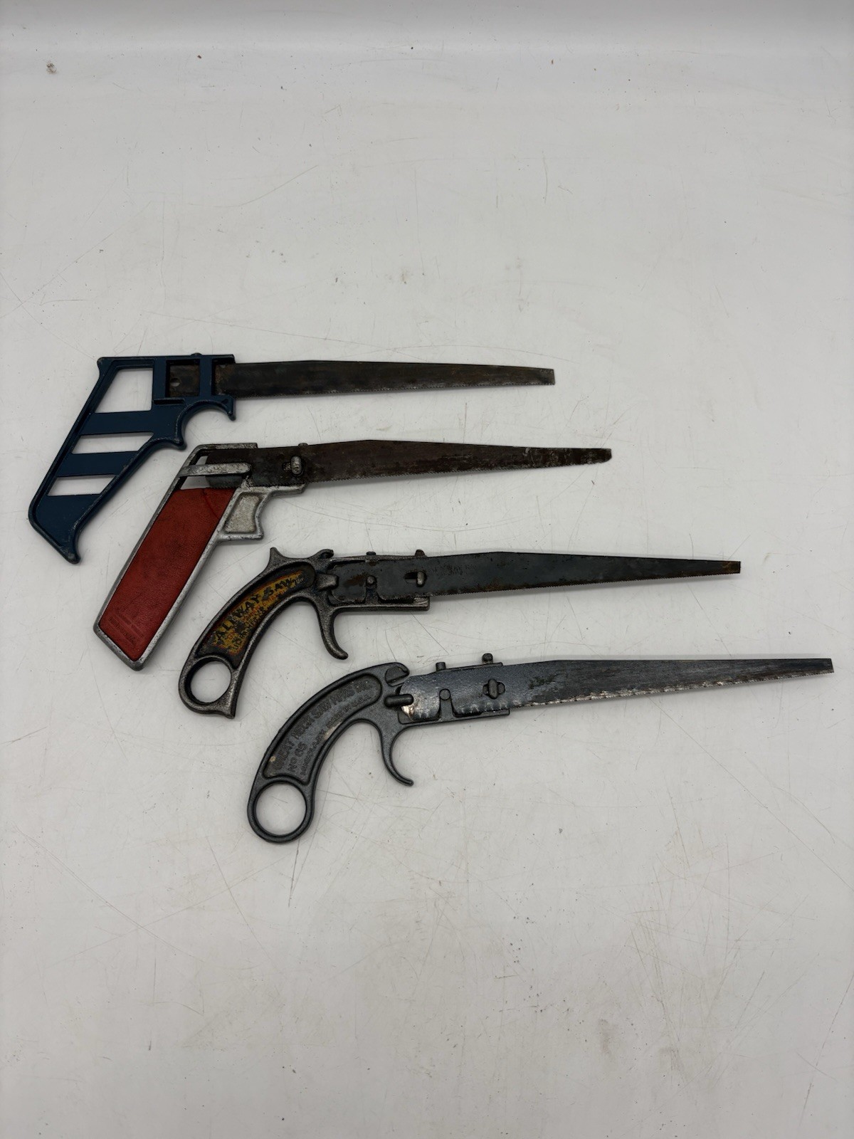 Lot of 4 Pistol Grip Keyhole Saws Great Neck #85 Allway Handy Stanley Handyman