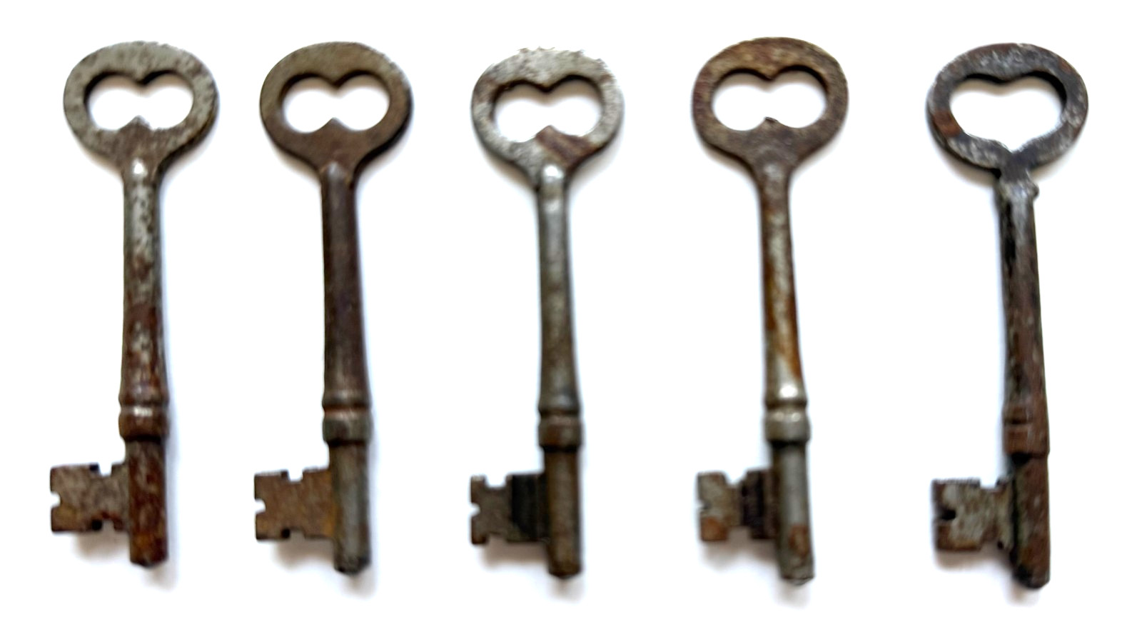ANTIQUE LOT OF 5 CORBIN DOOR / DRAWER SIZE SKELETON KEYS 2 3/4″ INCHES LONG