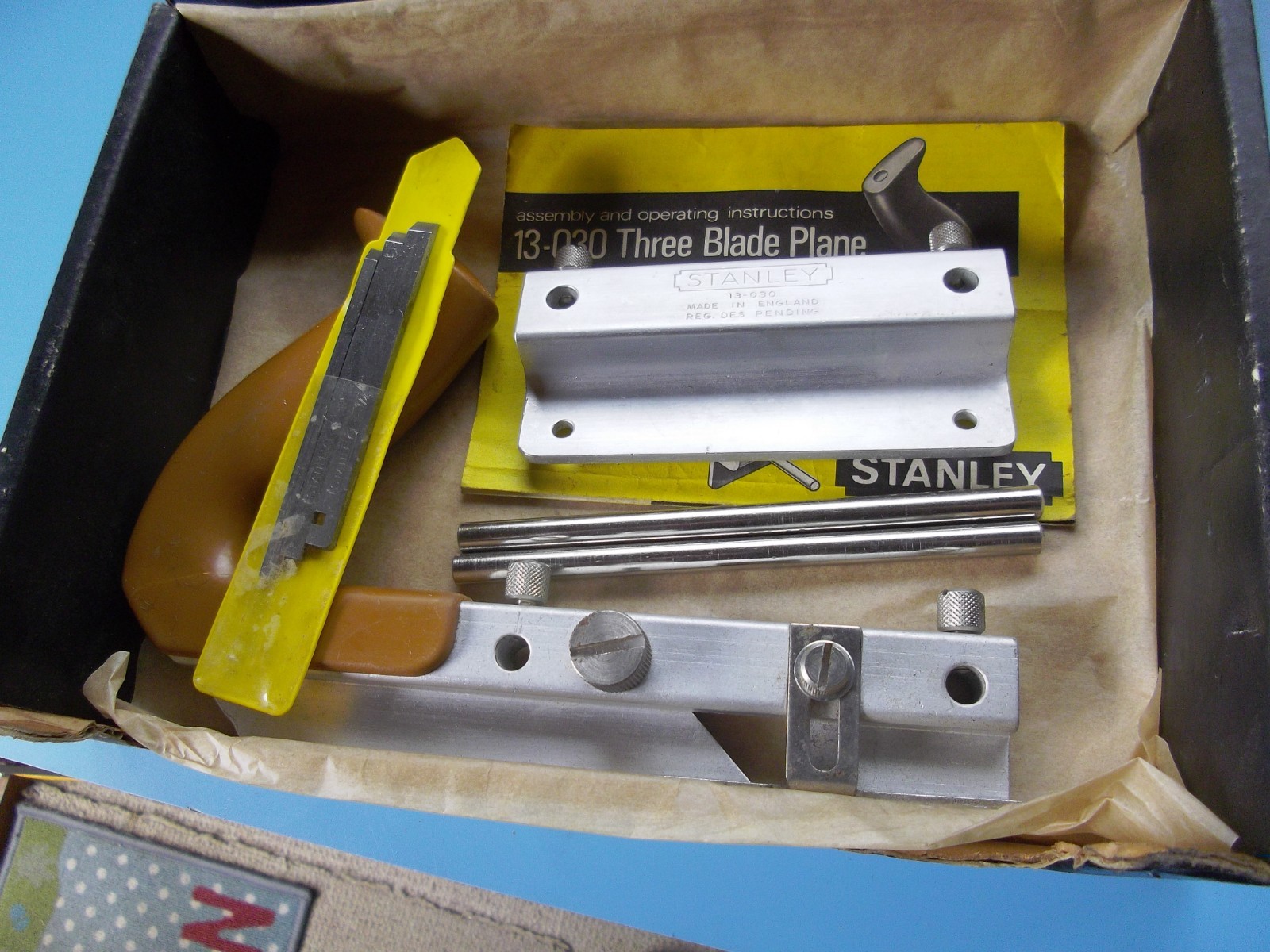 Stanley No.13-030 3-Iron Plough Plane Woodworking Tool -Complete in Original Box