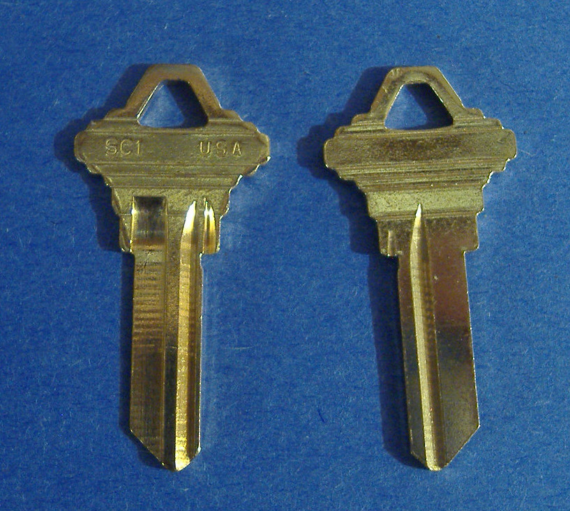 LOT OF TWO LOCKSMITH SC1 KEY BLANKS FITS SCHLAGE SOLID BRASS MADE IN USA