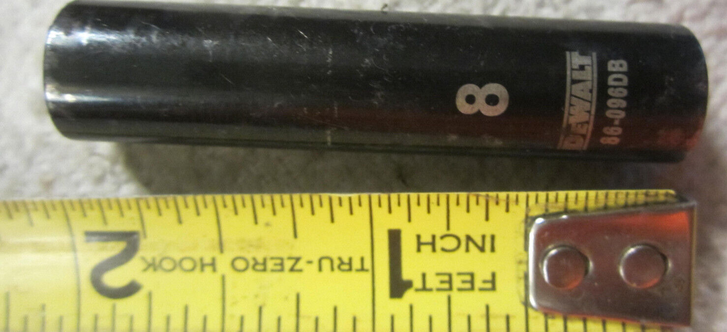 8 mm x 1/4″ Dr Deep Dewalt Socket 6 Pt # 86-096DB Black,2″ deep tool