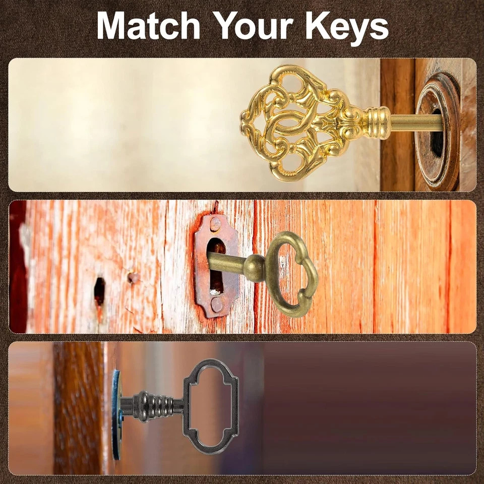 12PCS Hollow Barrel Skeleton Key Set for Vintage Furniture Cabinet Locks