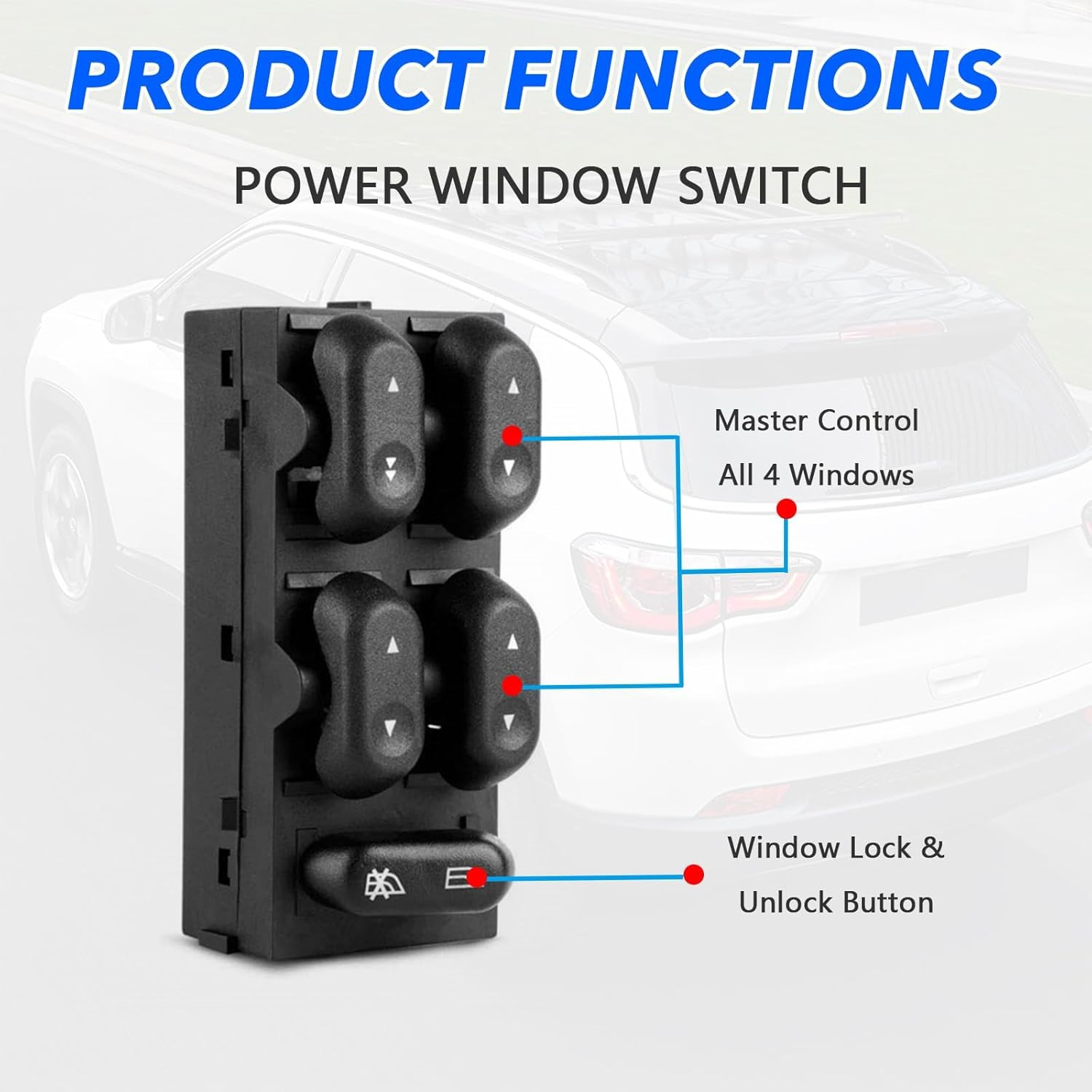 Driver Side Master Power Window Switch 5L1Z14529AA for Ford F150 2004 2005 2006