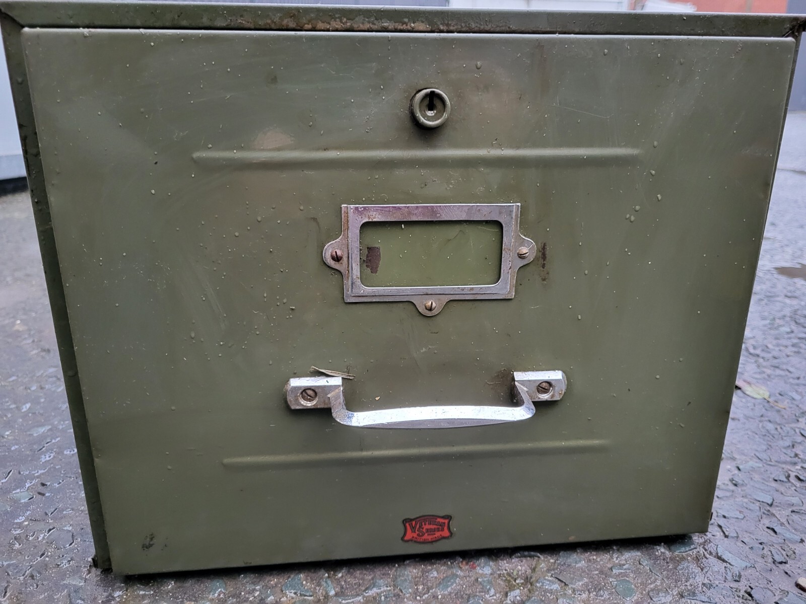 Vintage Metal Filing Drawer Cabinet By Veteran Series 27cm x 40cm x 16cm