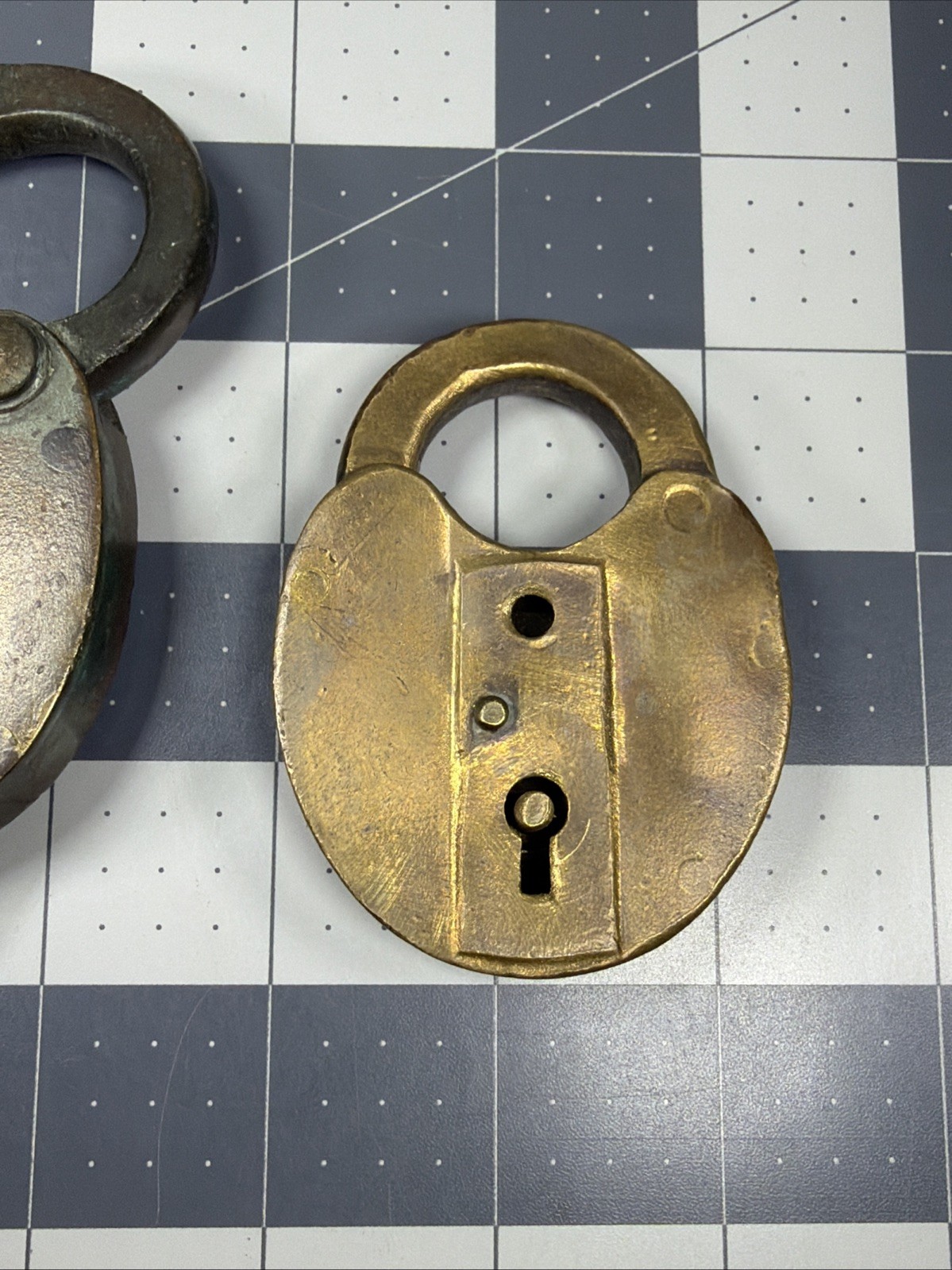 2 Vintage Brass Padlocks RR Style Teardrop/heart Shaped No Keys