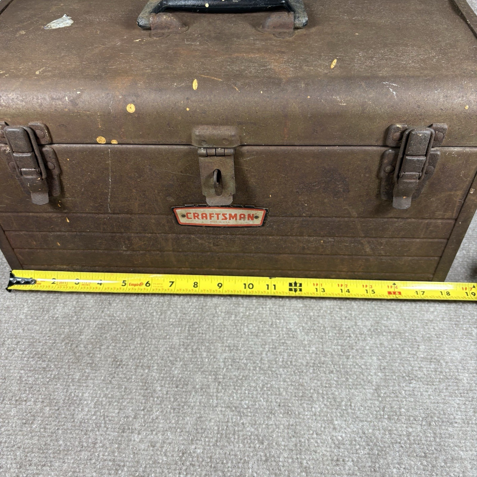 Vintage CRAFTSMAN 6500 Metal Tool Box Mechanics 18x8x9 Crown Logo RUSTY No Tray