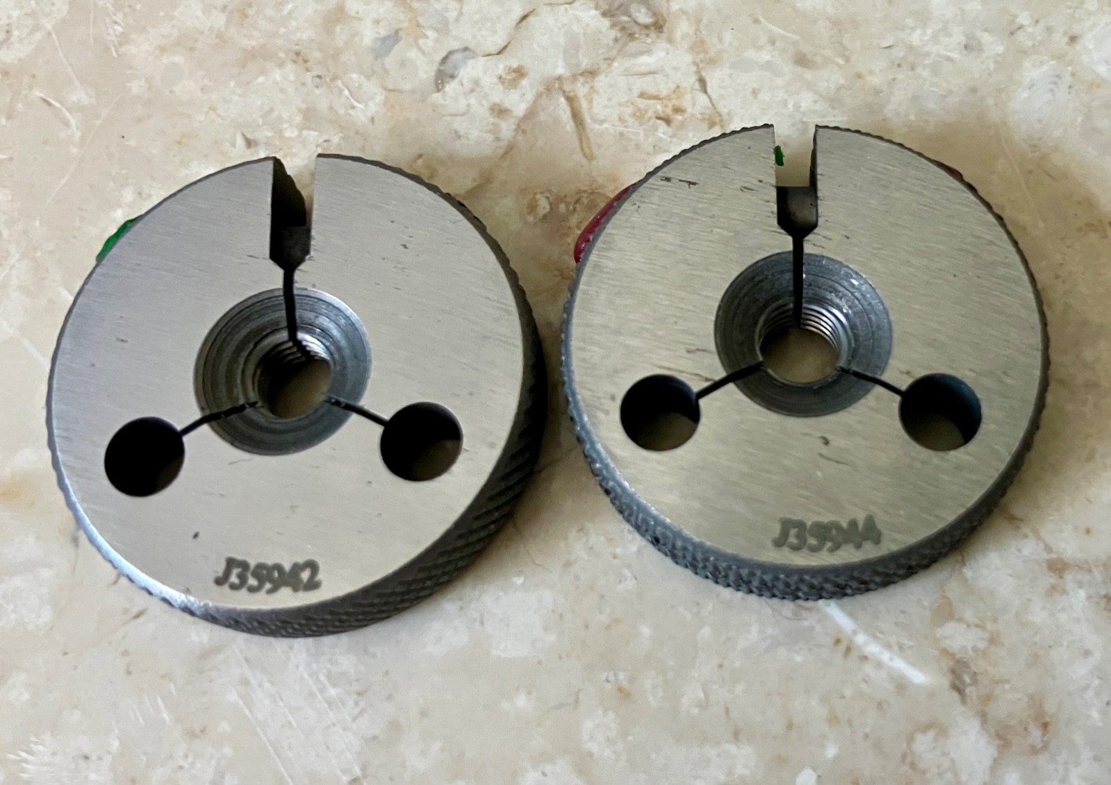 VERMONT GAGE M5 X .8 6g LEFT HAND THREAD RING GAGES 5 0.8 GO NO GO = 4.456 4.361