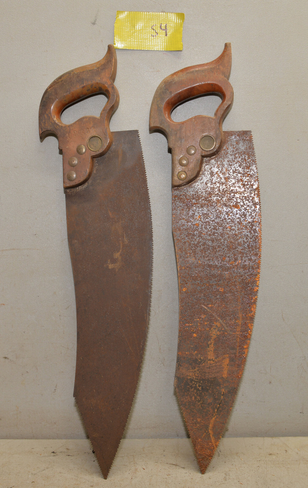 2 antique Atkins silver steel flooring saw collectible wood stair tool lot S4