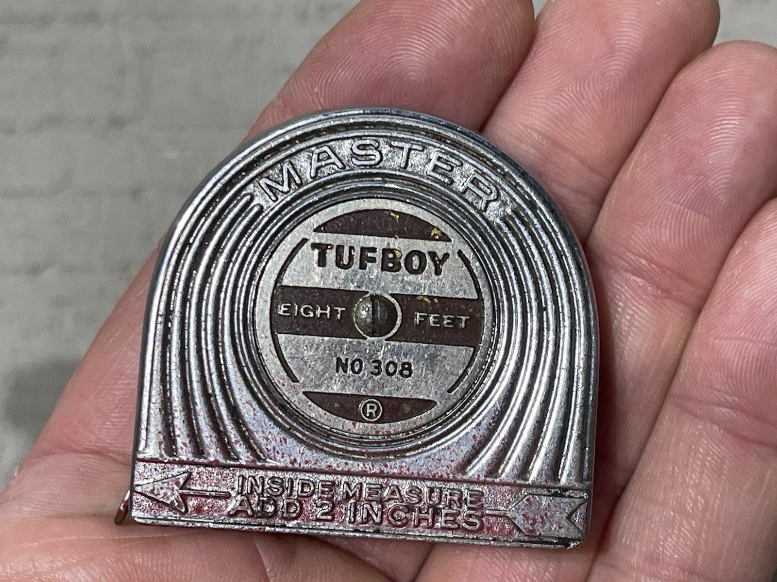 TUFBOY NO 308 Tape Measure MCM Vintage Tool Master Rule NY 8ft