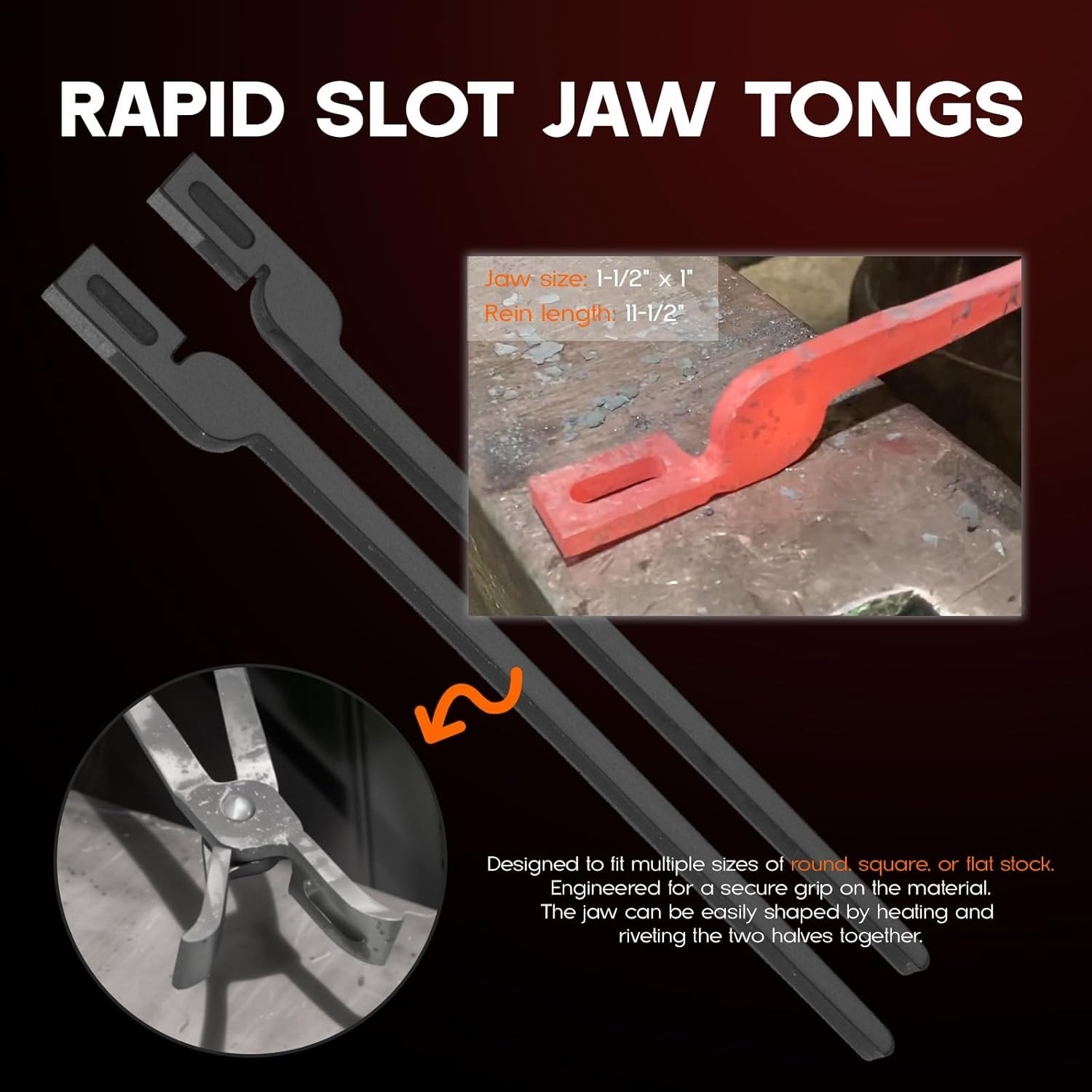 Rapid Tongs Bundle Set for Beginner Futher Smithing,5 Types DIY Blacksmith Tongs