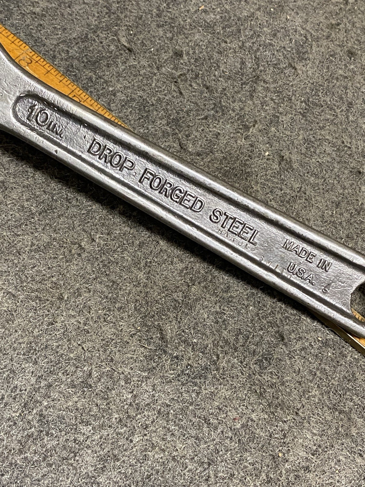 Vintage Crescent 10” Heavy Duty Fat Jaws Adjustable Wrench Opens 1-1/4” USA