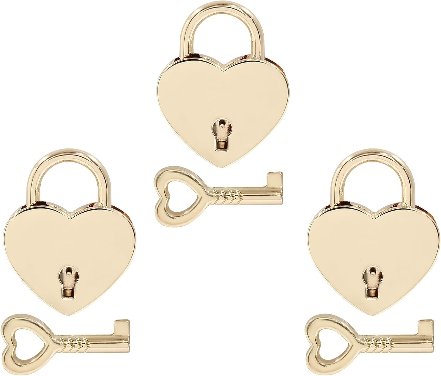 3 Pcs Heart Shaped Lock, Gold Metal Padlock, Small Cute Mini Lock with Key fo…