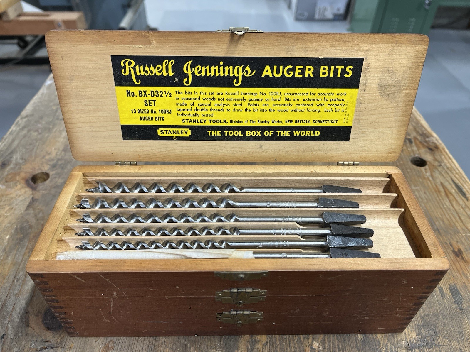 Russell Jennings Auger Bit Set 100 in Original Box 13 Bits