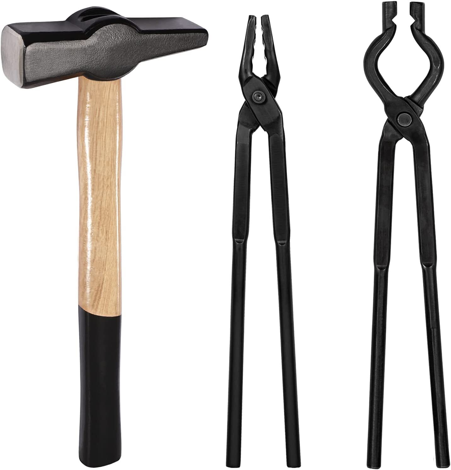 Bladesmith Blacksmith Tongs & Hammer Tool Set for Knife Making Forge Anvil Vise
