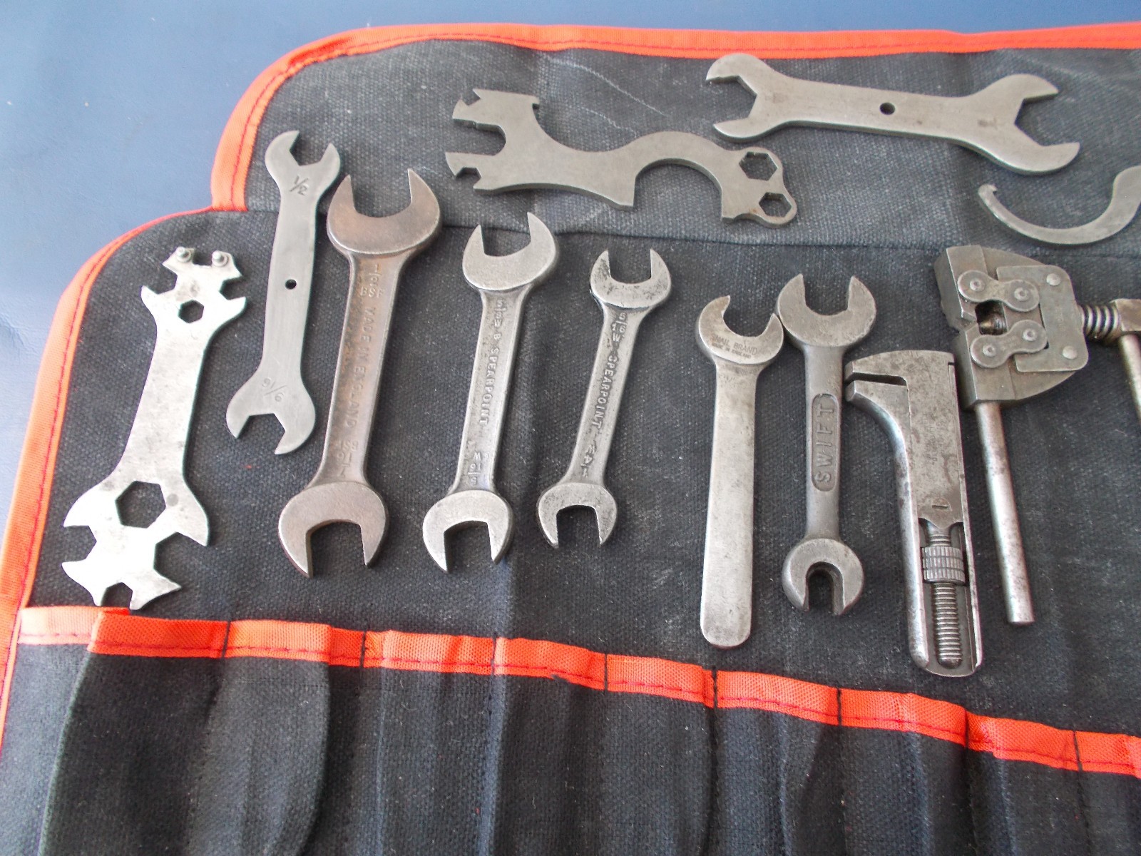 Vintage Classic British Motorcyc Tool Kit + Roll, British Motorcycle Tool Kit.