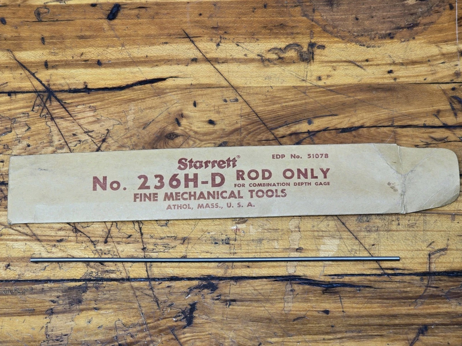 Starrett no 236H-D Rod Only for Depth Gauge Fine Mechanical Tools NEW
