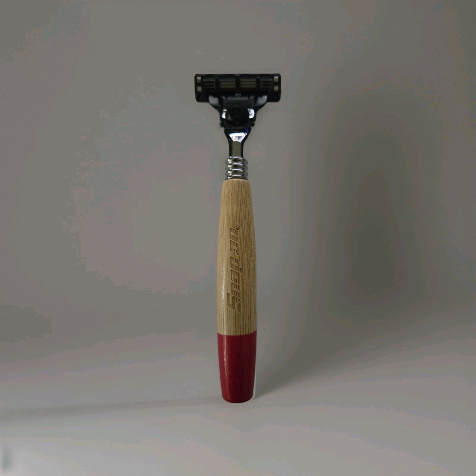 2026 Snap On Tools Promo Razor OEM MACH3 Gillette SHAVER Red Accent Wood Handle!