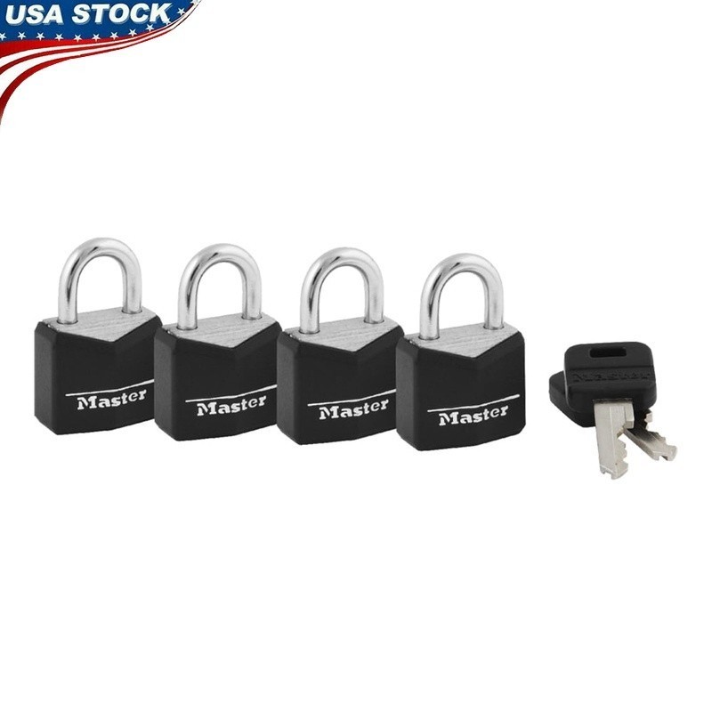 Covered Solid Body Padlocks 4 Pack Keyed Alike Steel Shackle Security Locks