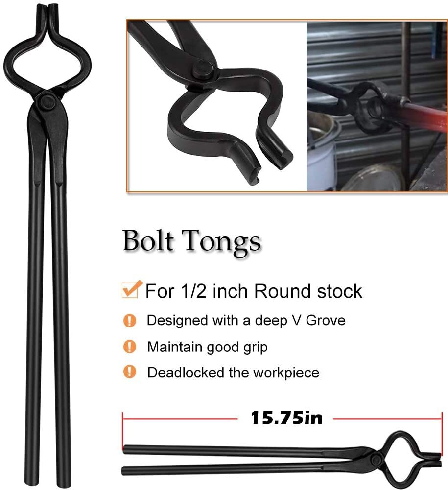 Blacksmith Tongs Tools Set Flat Tongs & Square Jaw Tongs, Bolt Tongs,Blade Tongs