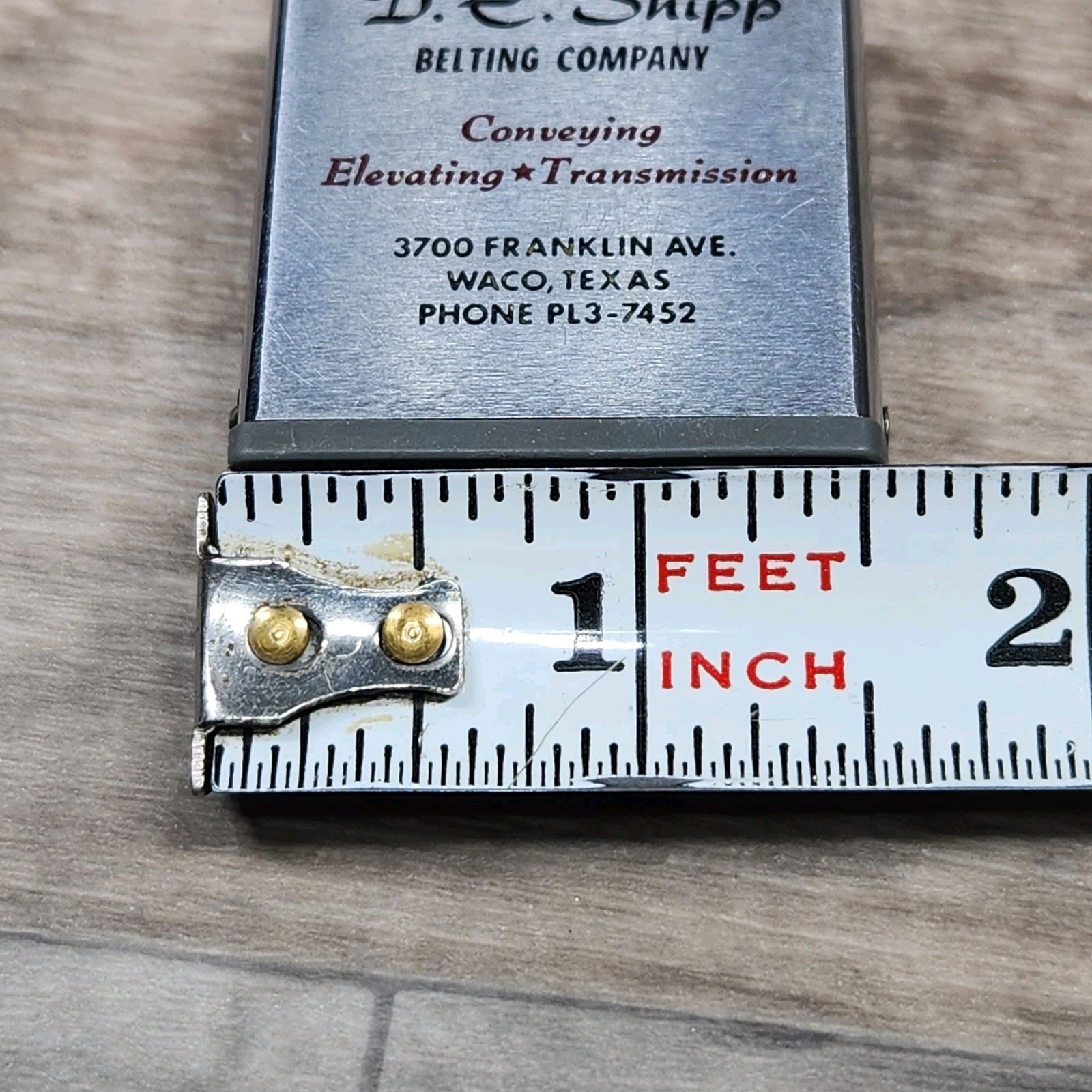 Vintage Advertising D.E. Shipp Belting Company Transmission Zippo Tape Measure