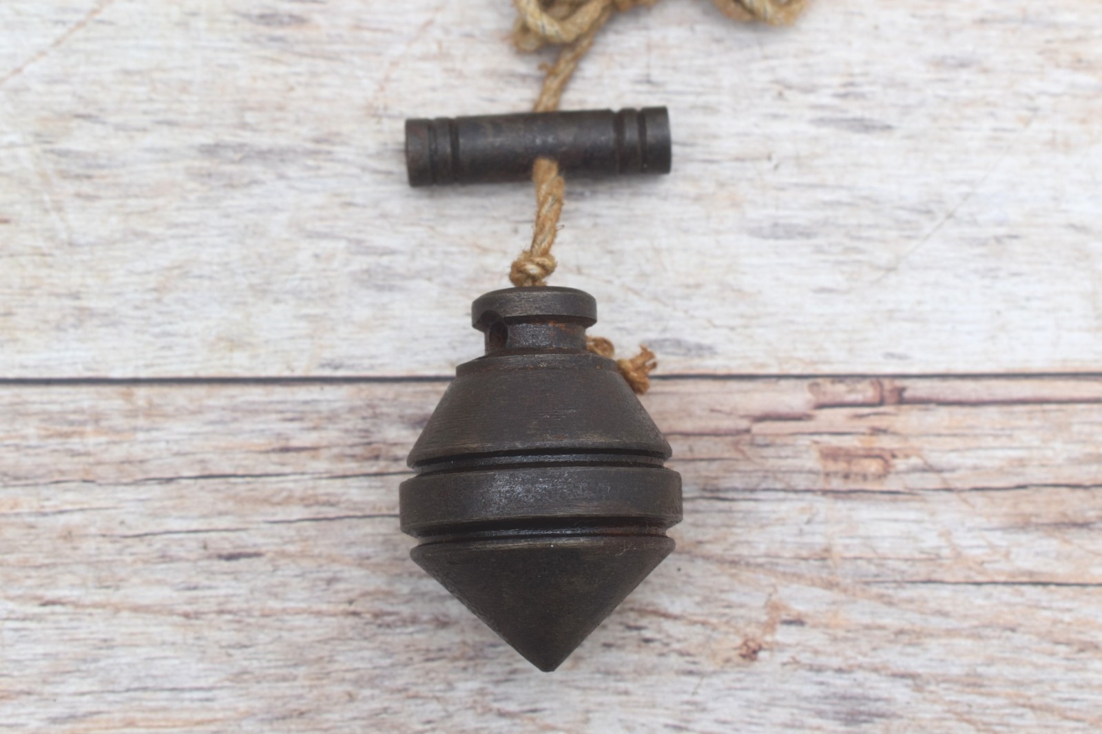 Vintage iron Miniature collectible plumb bob leveling tool salvage rustic Tool
