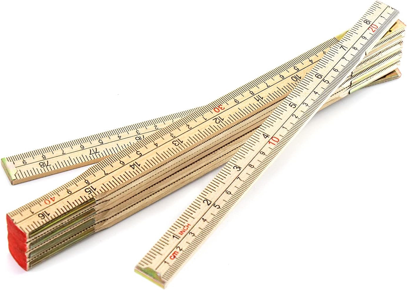 2 Pack Folding Wood Rule 6ft 6in with US & Metric Measurements for Carpenters