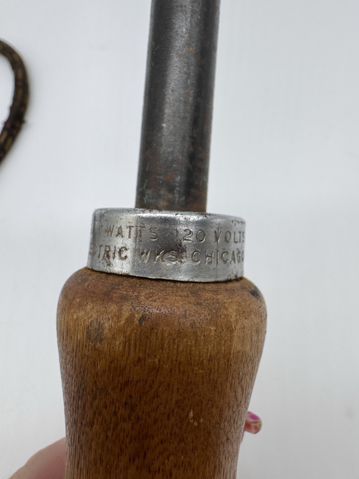 Vintage Electric Soldering Iron Wood Handle 120V UL Listed Cloth Cord Untested