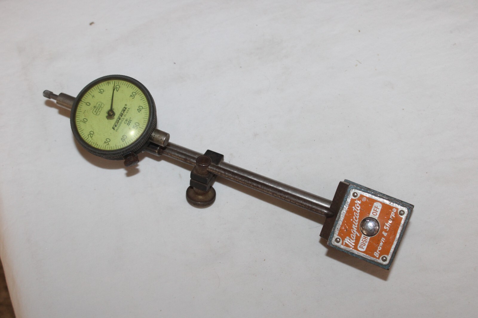 Brown & Sharpe Magnicator Magnetic Indicator Instrument w/Federal C81 Depth Gage
