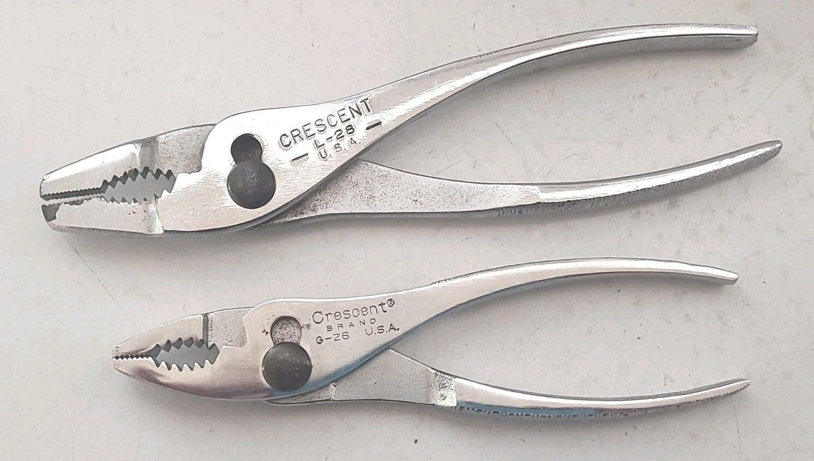 Vintage Crescent Tool Co USA-MADE Slip Joint Pliers G26 & L-28 Adjustable Tools