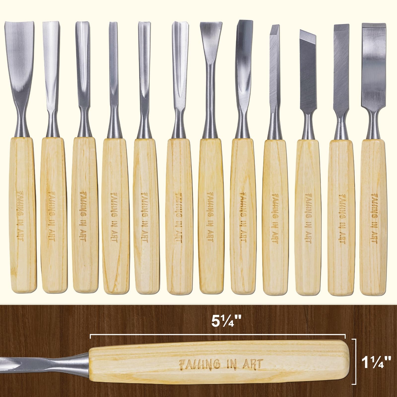 Falling in Art 12Pcs Wooden Carving Chisel Set, Long Handle Woodworking Tools…