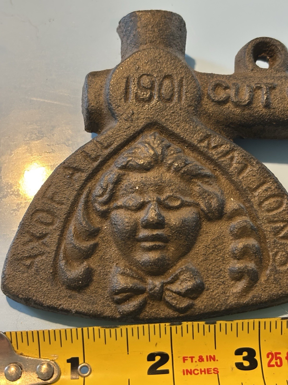 Old 1901 Carrie Nation hatchet/Stove Tool/Cast Iron Ad Prohibition Message