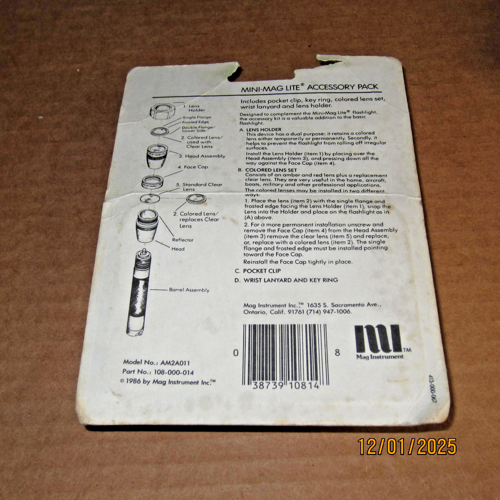 NEW Vintage Mini Mag Lite Accessory Pack AA Flashlight AM2A011 USA 1986