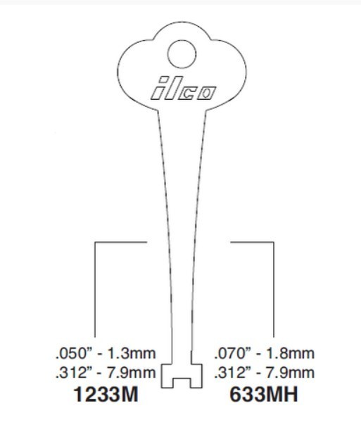 Ilco 633MH Key Blank uncut (1 Pc)