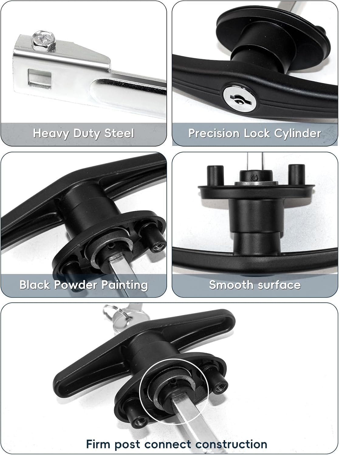 Truck Cap T-Handle Lock for Camper Shell Replacement Locking Latch Parts, Truck