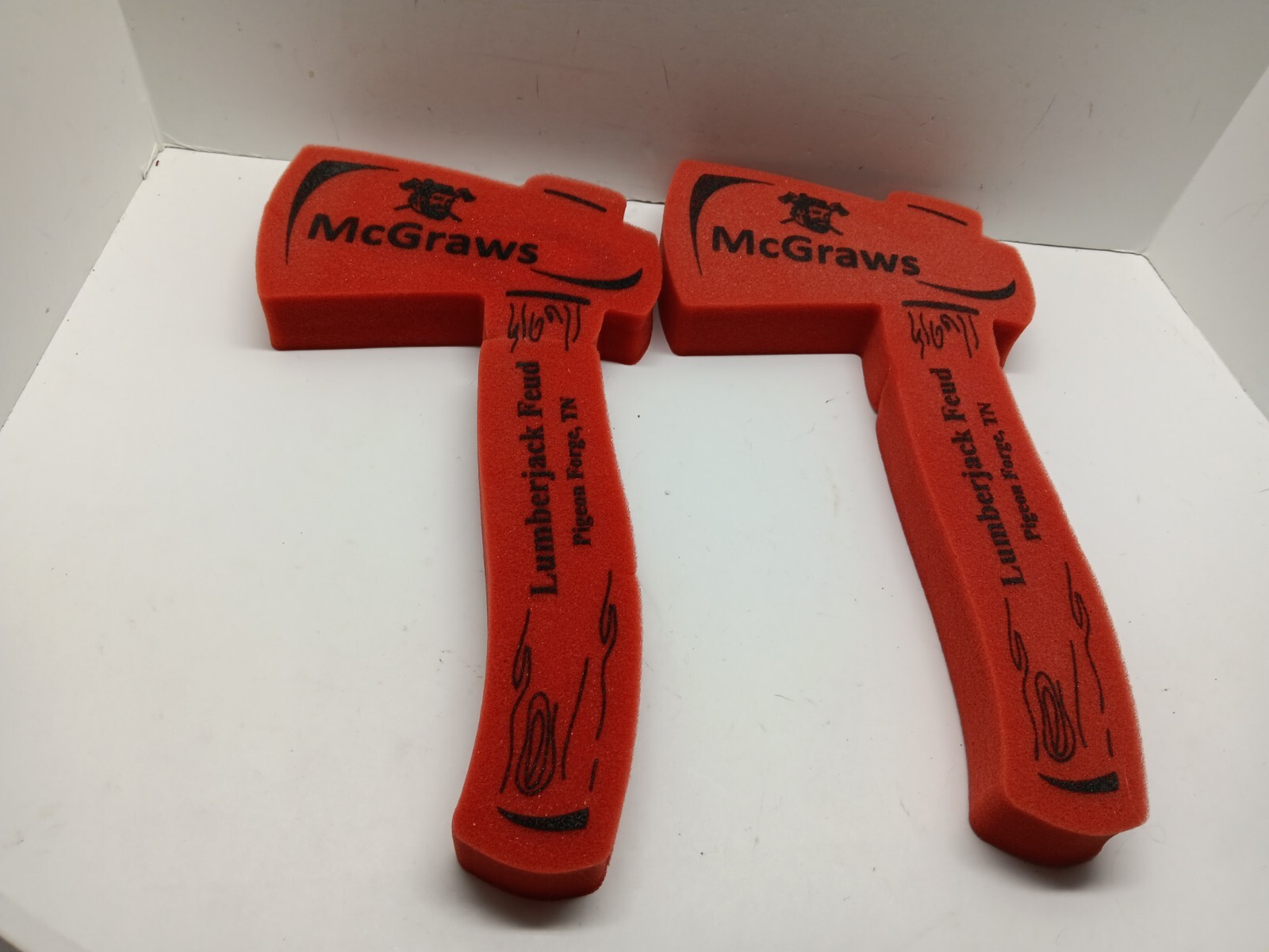 McGraws Lumberjack Feud Pigeon Forge Tennessee Foam Axes Hatchet Vintage Pair