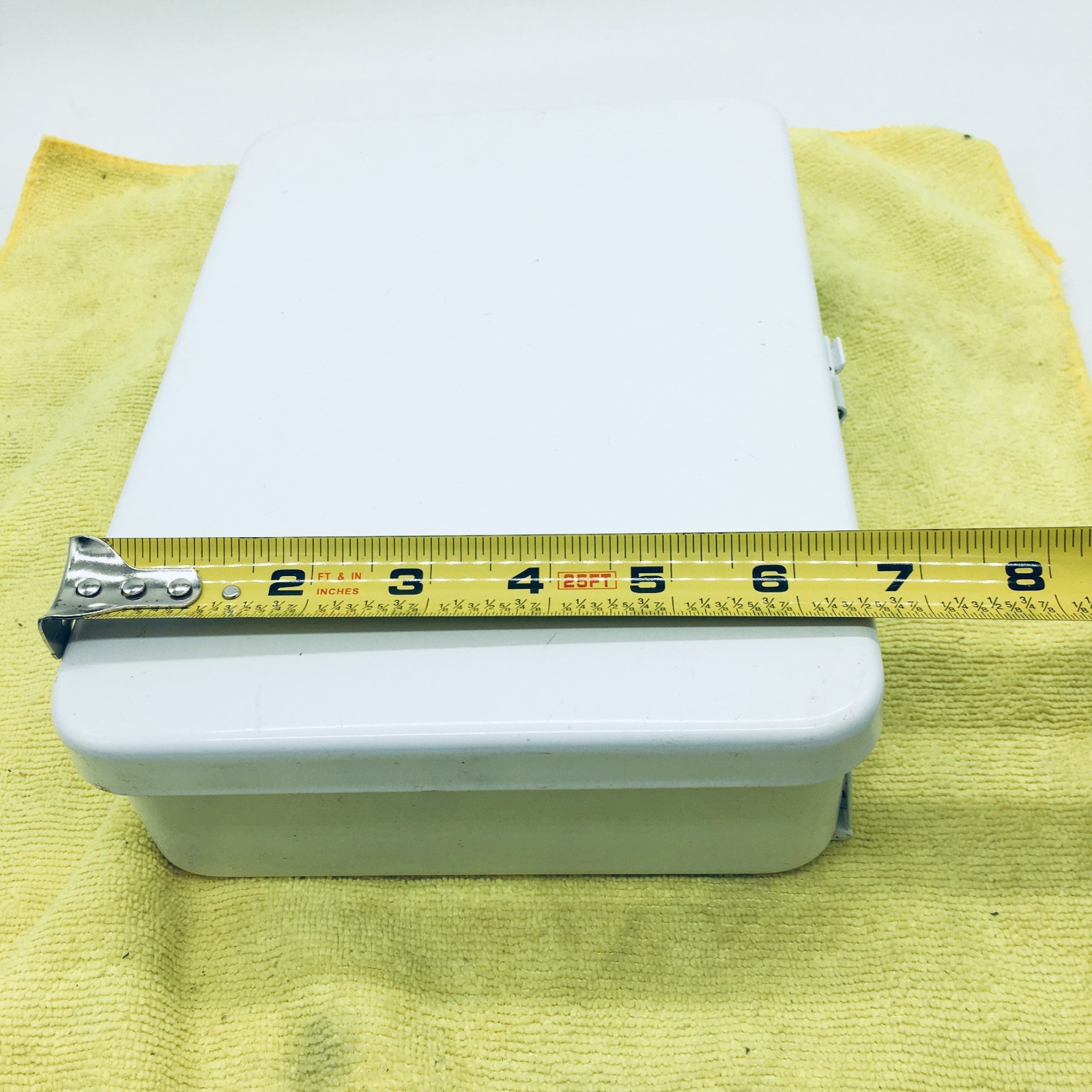 Vintage White Solid Steel Container Storage Tool box 7″X10″ Medium