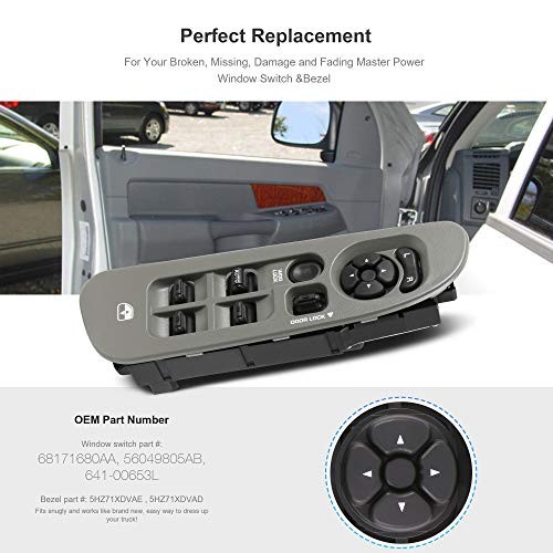 Master Power Window Switch and Bezel Driver Side and Window Bezel Grey