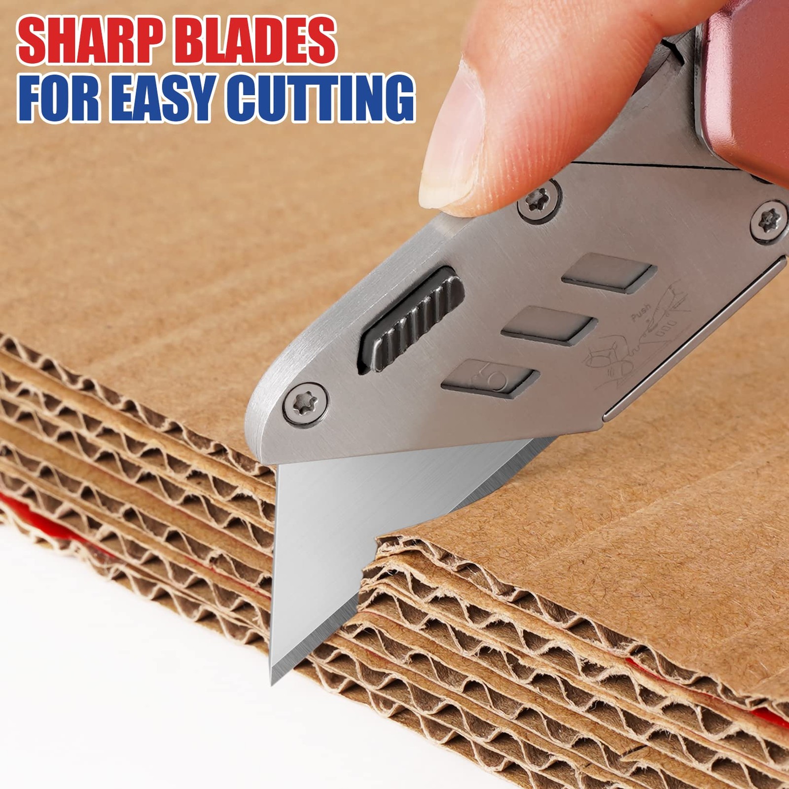 DIYSELF 50 Pack Utility Knife Blades, SK5 Steel Box Cutter Blades with Dispenser