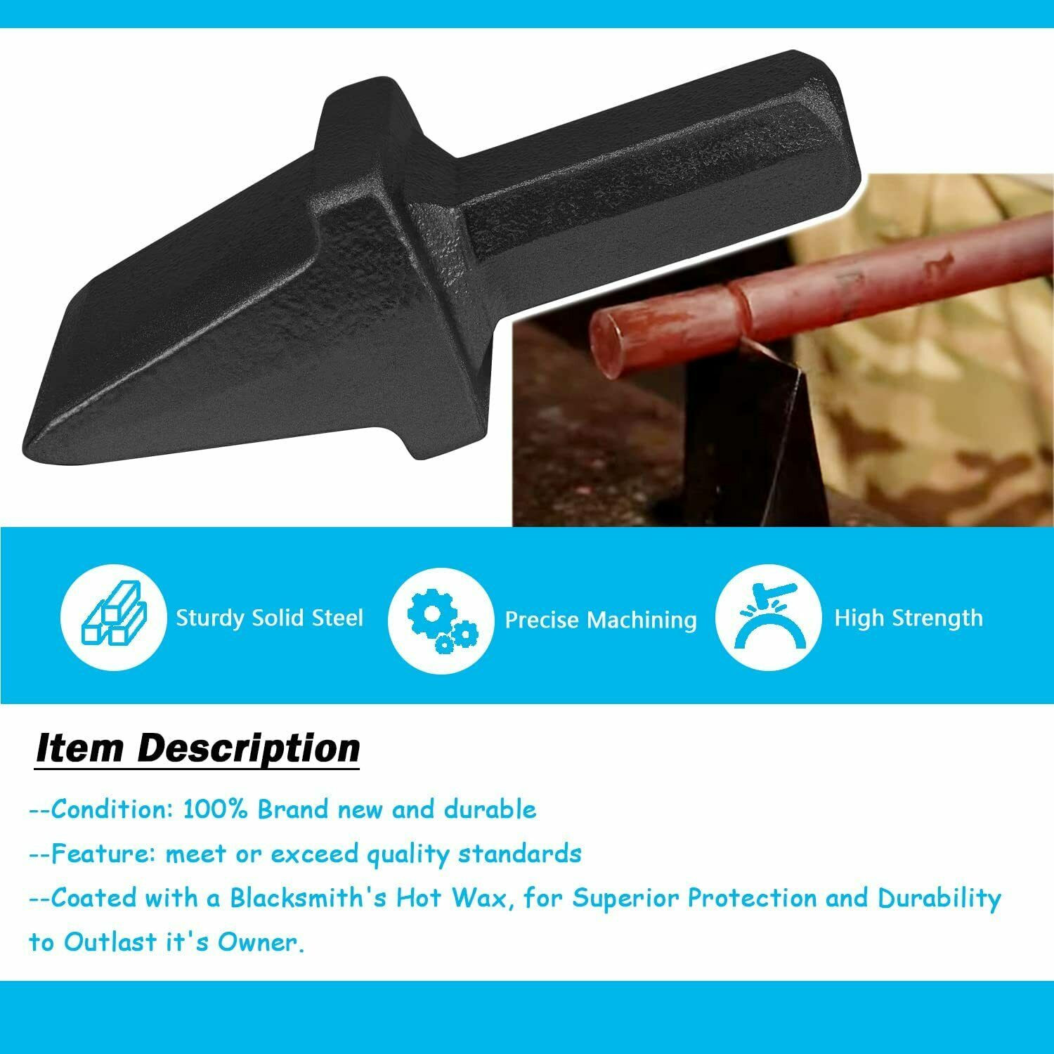 Blacksmith Hot Cut Anvil Vise Forge Hardie Shank Cutter For Hardy Hole 3/4 Inch