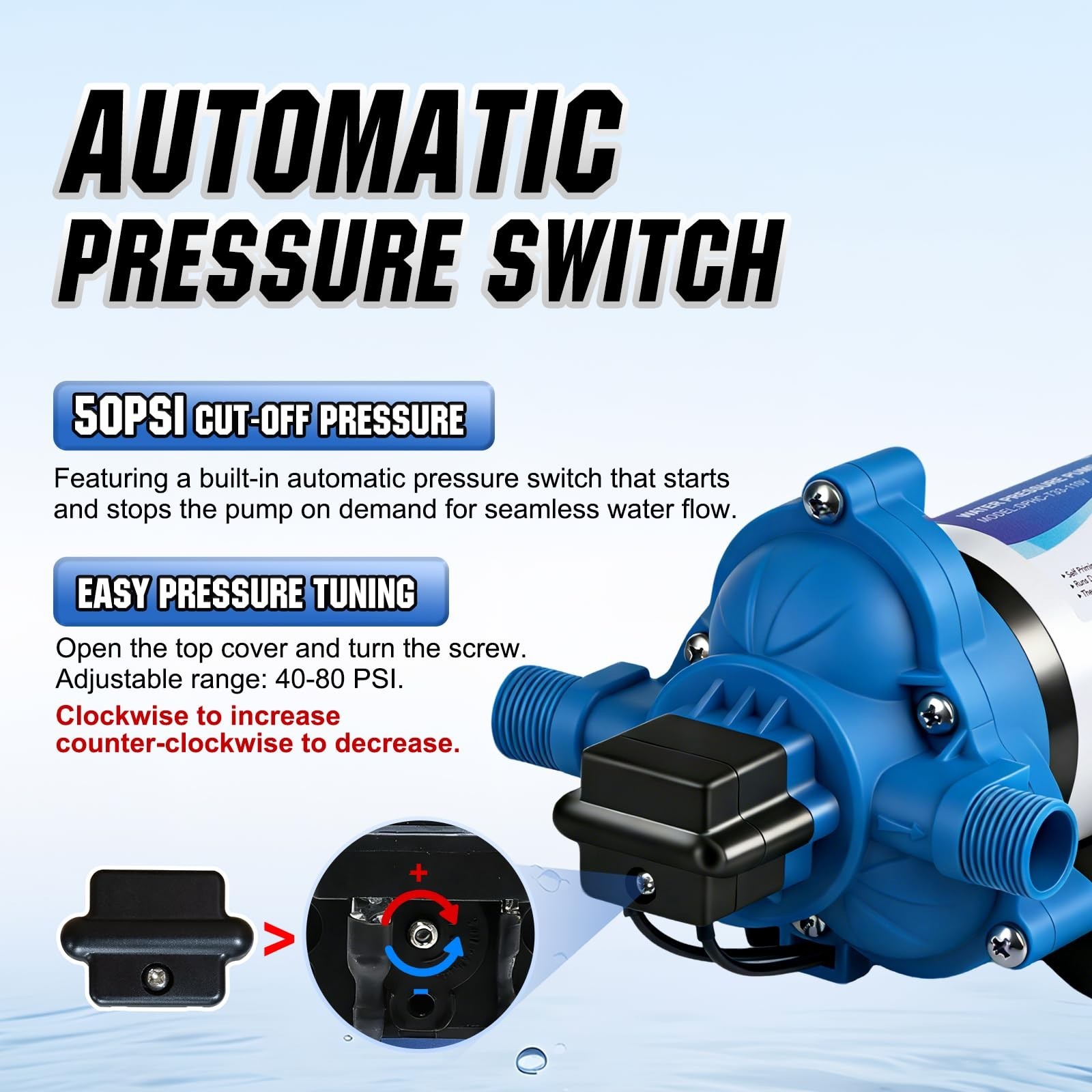 DC HOUSE 110V RV Camper Water Pressure Diaphragm Pump, 4GPM 50PSI 33-Series, …