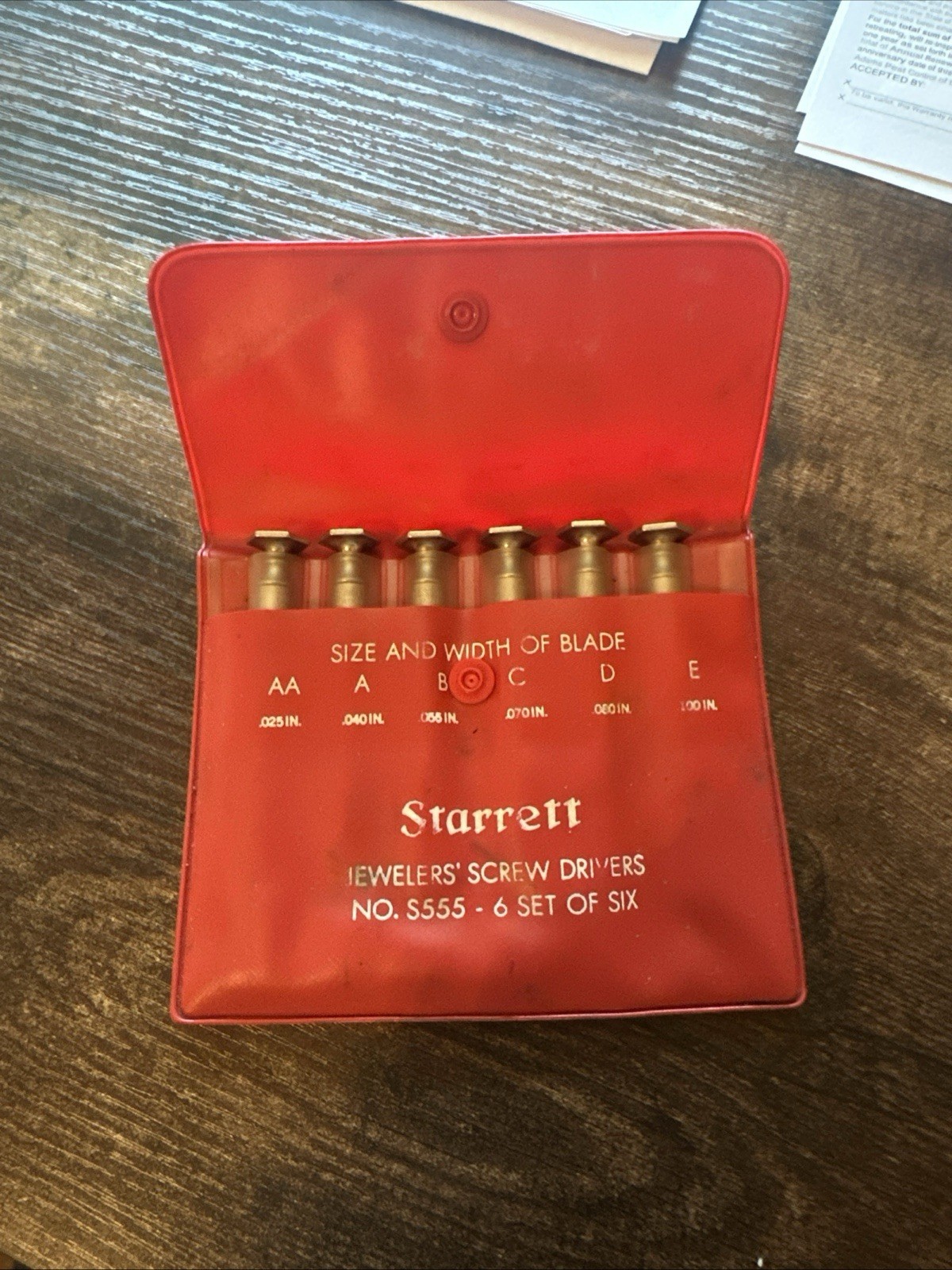 Starrett No. S555-6 Set of Six Jewelers’ Screw Drivers w/Pouch USA