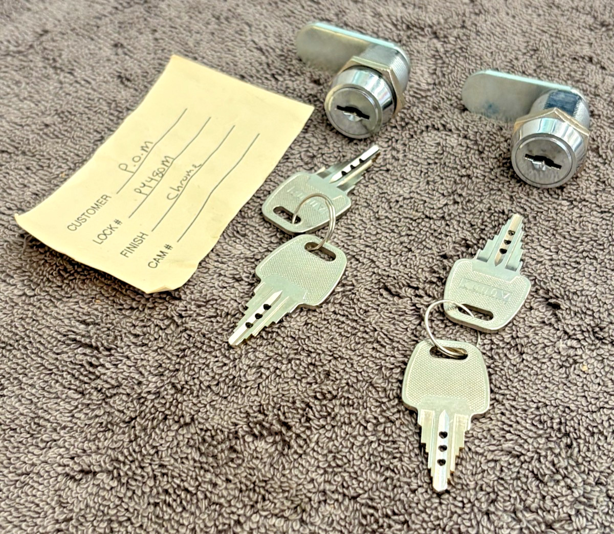 2 NEW! PY480M High Security Locks, 4 Keys. From POM closed Parking Meter Factory