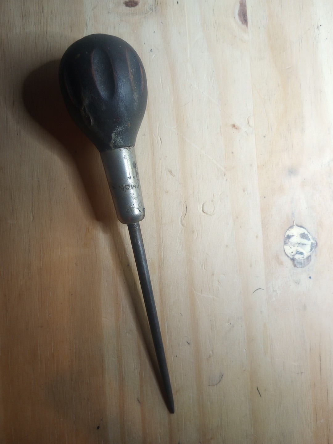 Vintage Craftsman USA Wood Handle Through Tang Scratch Awl 7″ Tool GoodCondition