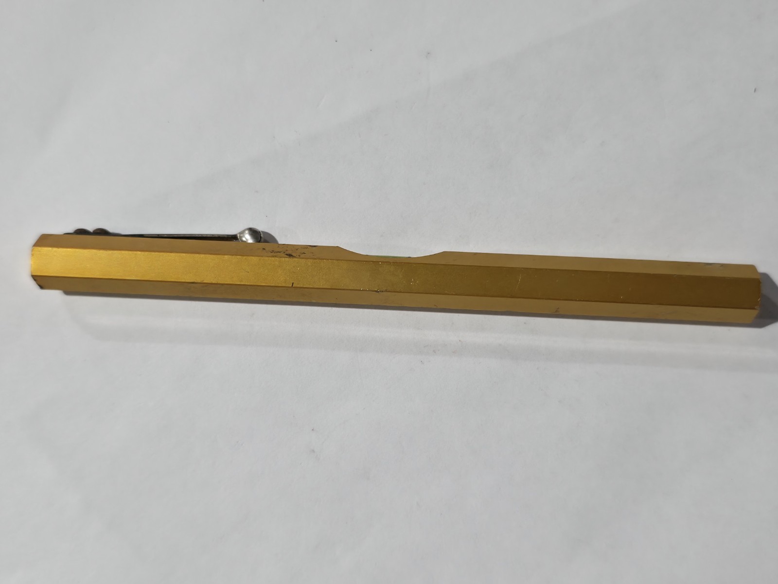 Vintage Stevens Gold Tone Pocket Spirit Level With Clip