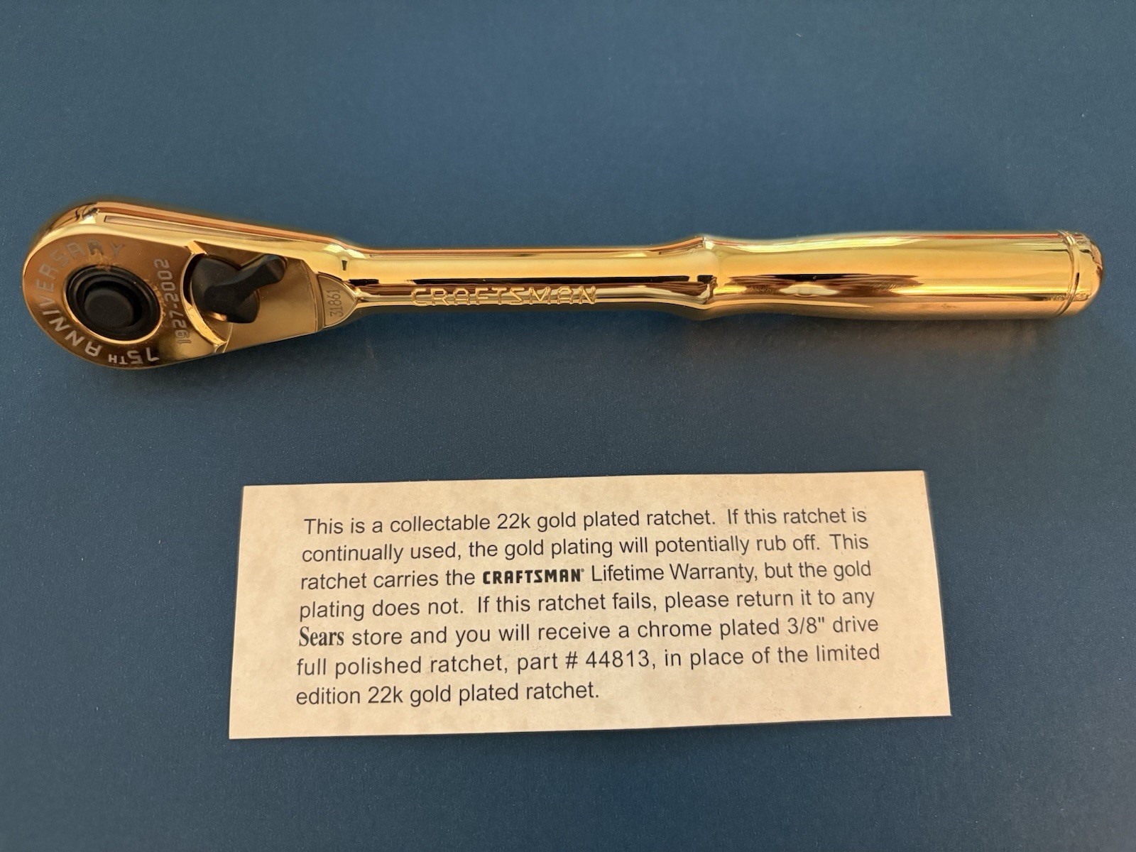 SEARS Craftsman 75th Anniversary 22K Gold NOS Ratchet USA VQ 44813 W/ Case