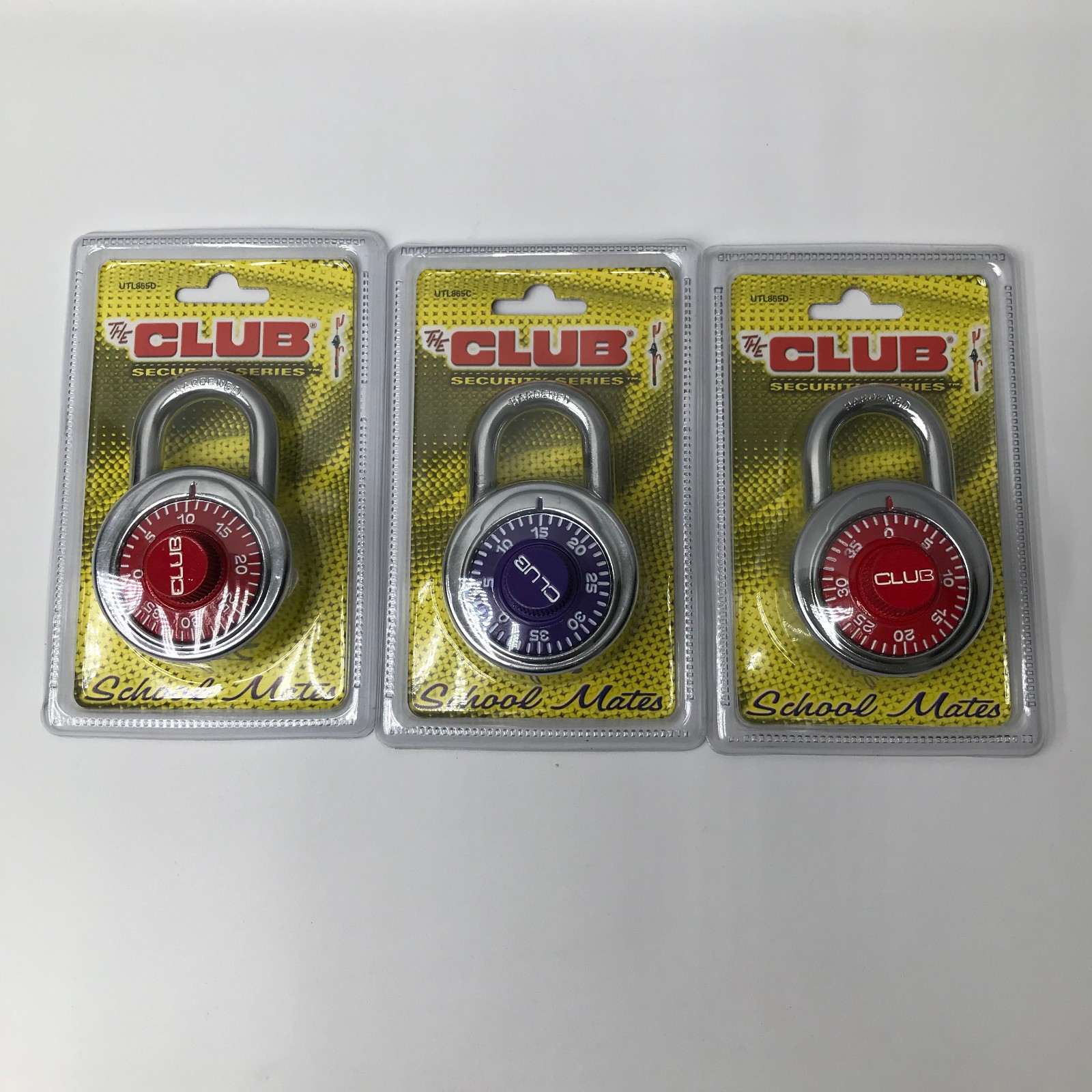The Club Security Series School Mates Combination Lock Padlock Lot Of 3