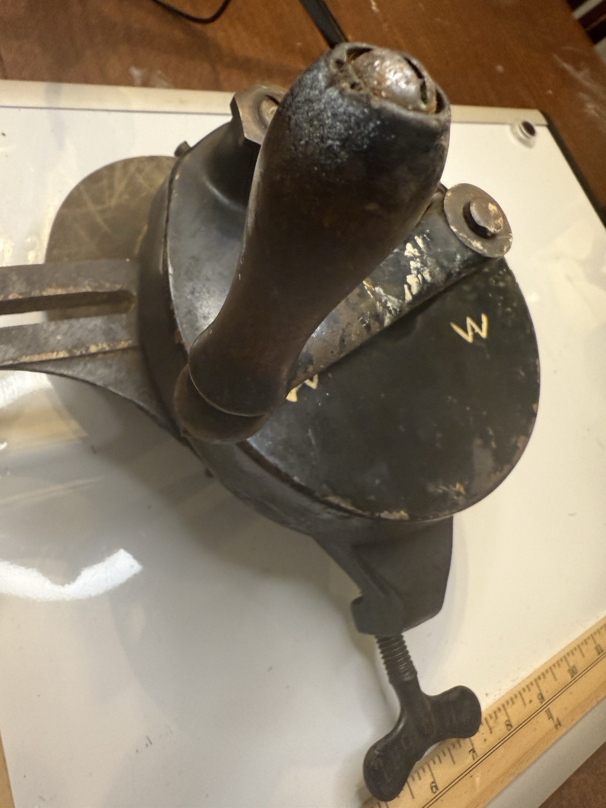 Vintage The Luther Line No. 15 Dimo-Grit Model J Hand Crank Bench Grinder Works